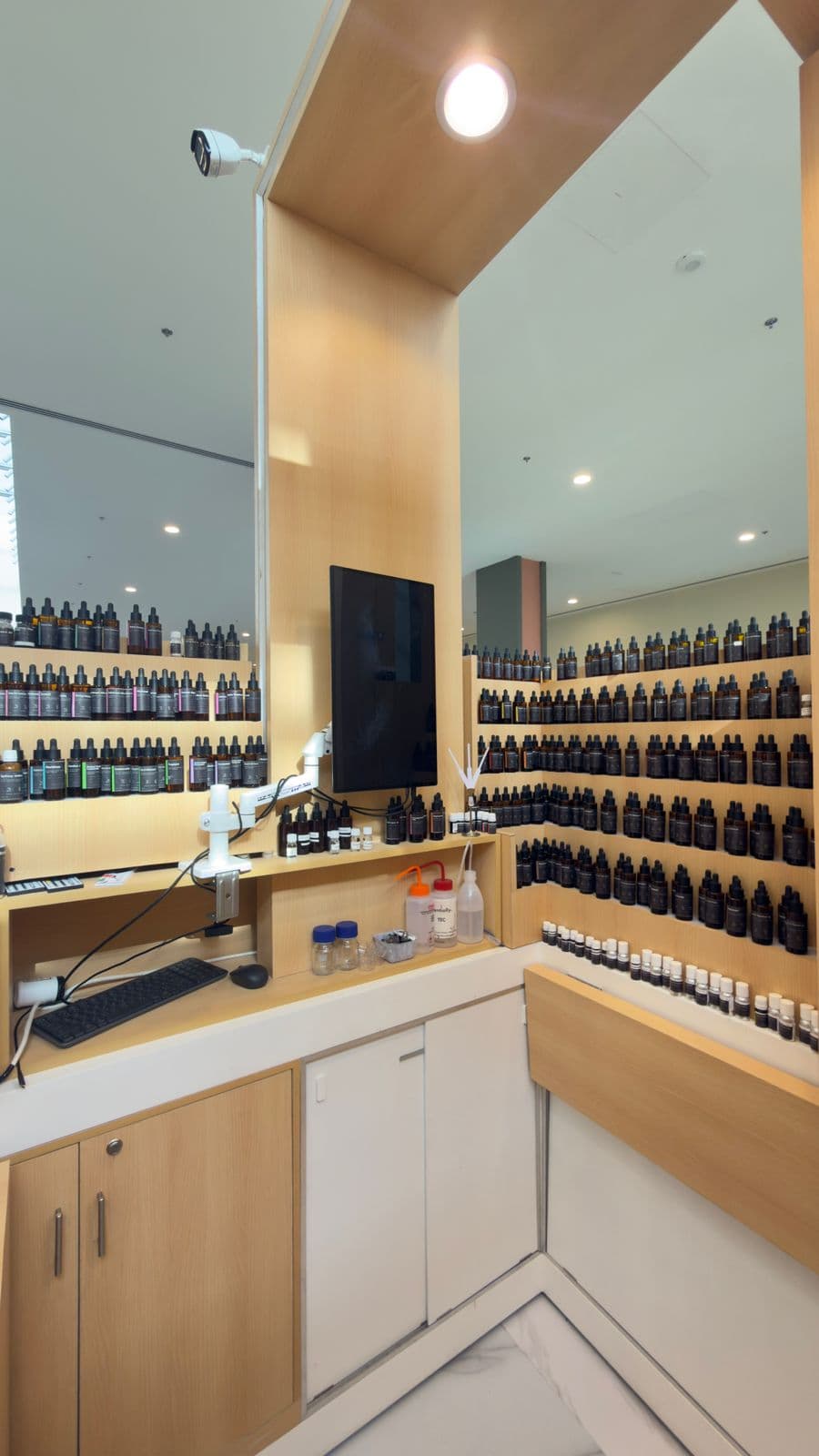 Ahmed Al Hassoni's perfumer's organ — fragrance lab and ingredient collection in Dubai